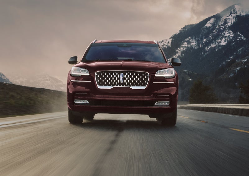 A 2024 Lincoln Aviator® SUV is shown in the Diamond Red exterior color. | Caruso Lincoln in Long Beach CA